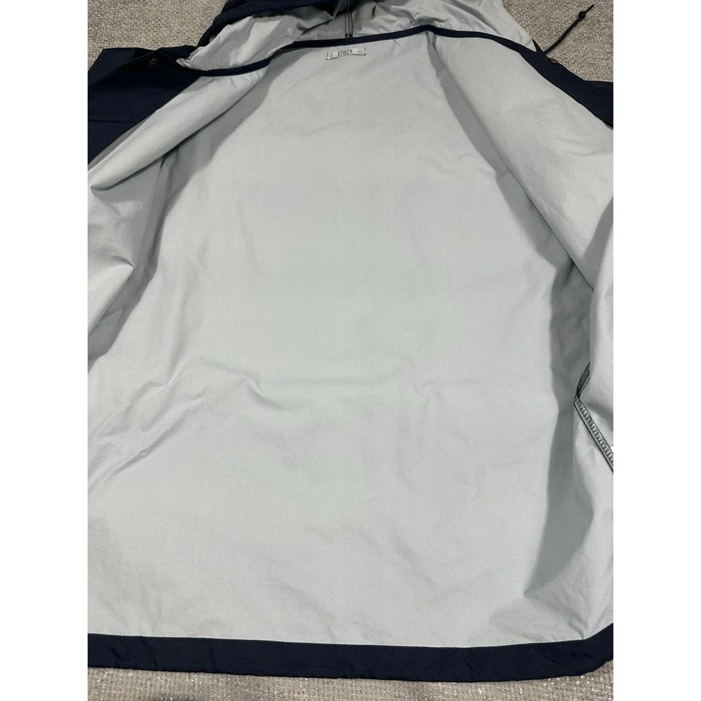 Stiiizy Jacket Mens Large Blue Hooded‎ Snap Up Illinois Windbreaker
